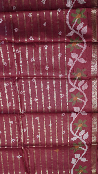 Dola Silk Saree - Body Zari Maroon
