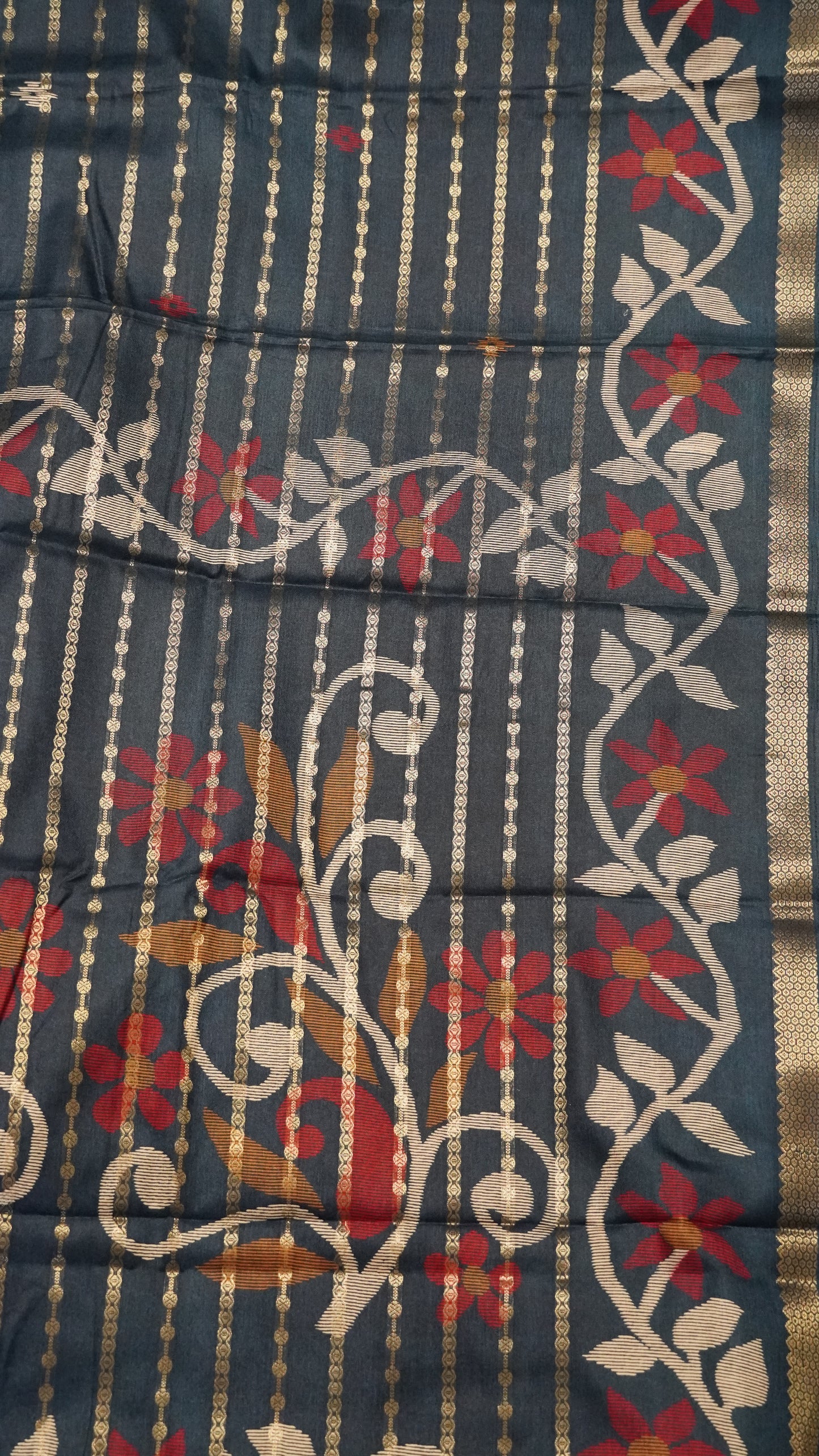 Dola Silk Saree - Body Zari Navy Blue