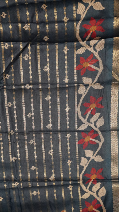 Dola Silk Saree - Body Zari Navy Blue