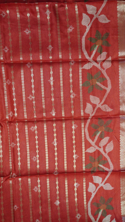 Dola Silk Saree - Body Zari Red