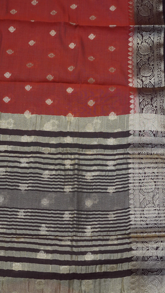 Viscose Saree- Rust Orange- Brown