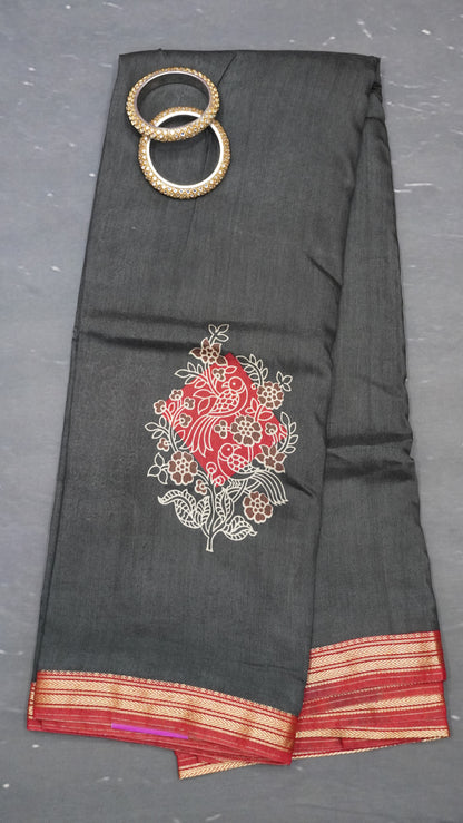 Soft Viscose Saree- Black