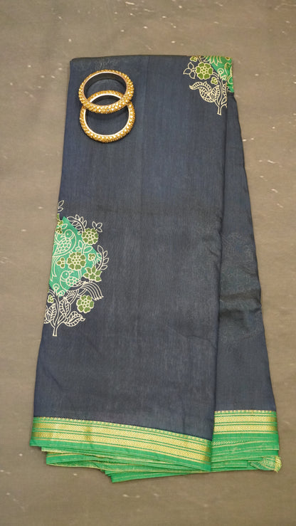 Soft Viscose Saree-Blue