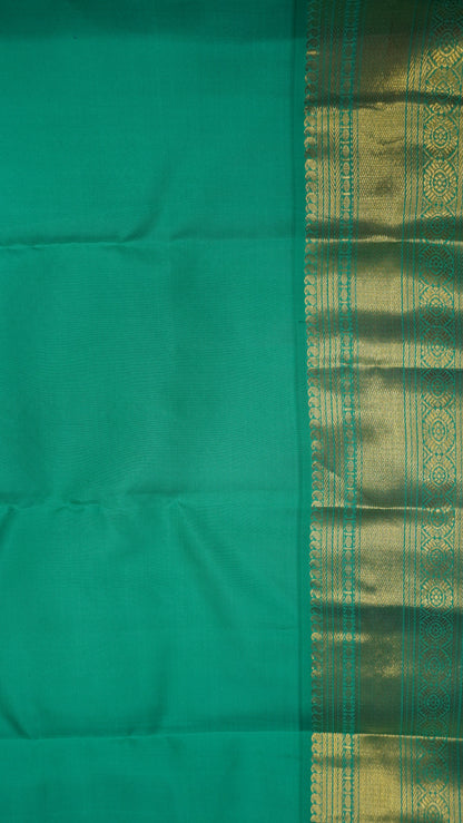 Pure Kanjivaram Korvai Silk Saree-Magenta-Teal Green