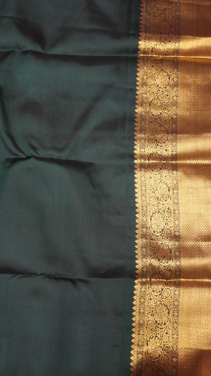 Pure Kanjivaram Korvai Silk Saree-Pink-Dark Green