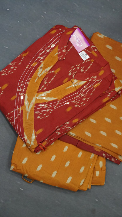 3pcs Salwar Suit -Ikkat Pattern