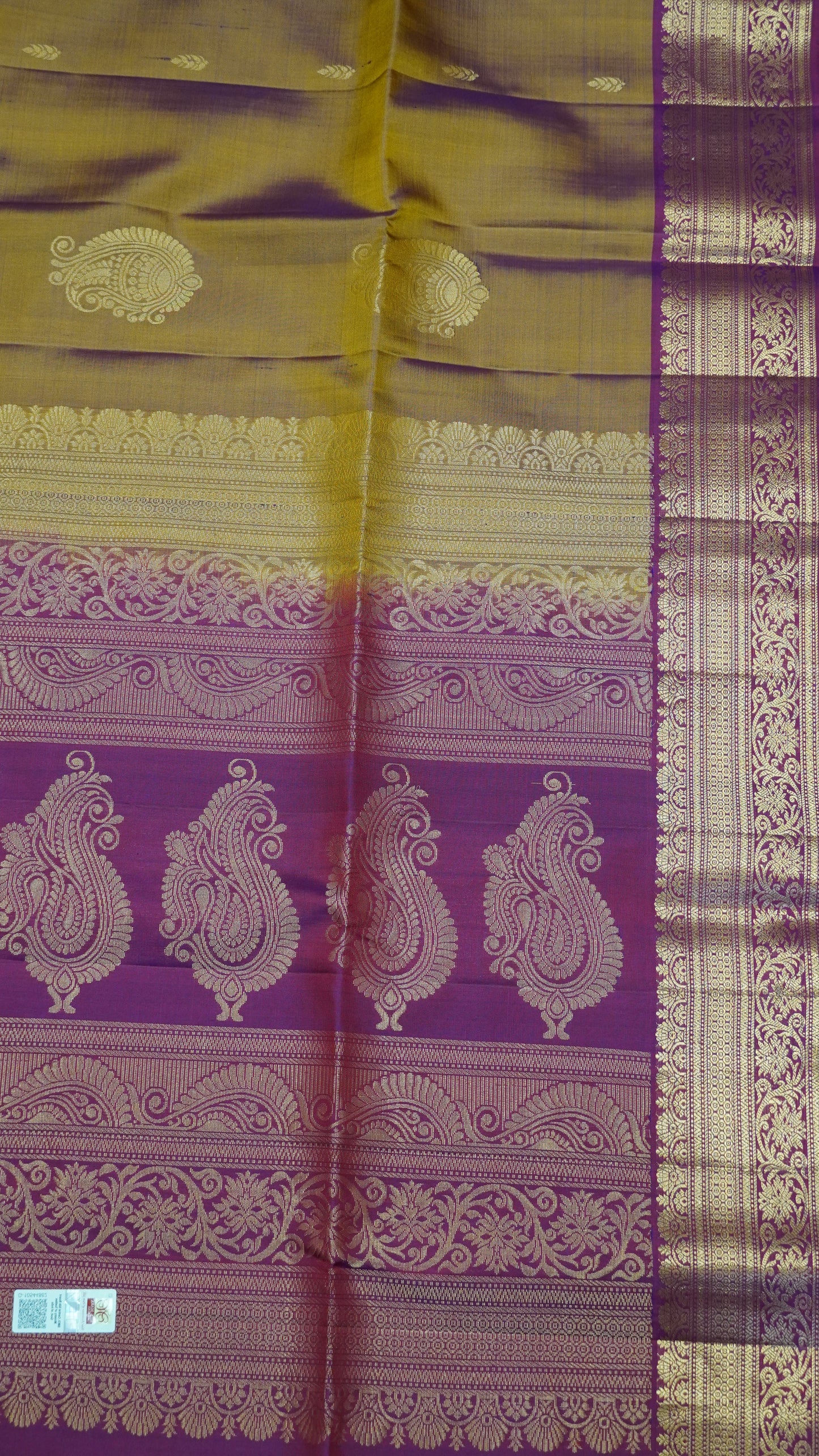 Pure Silk Saree - Golden Brown-Magenta