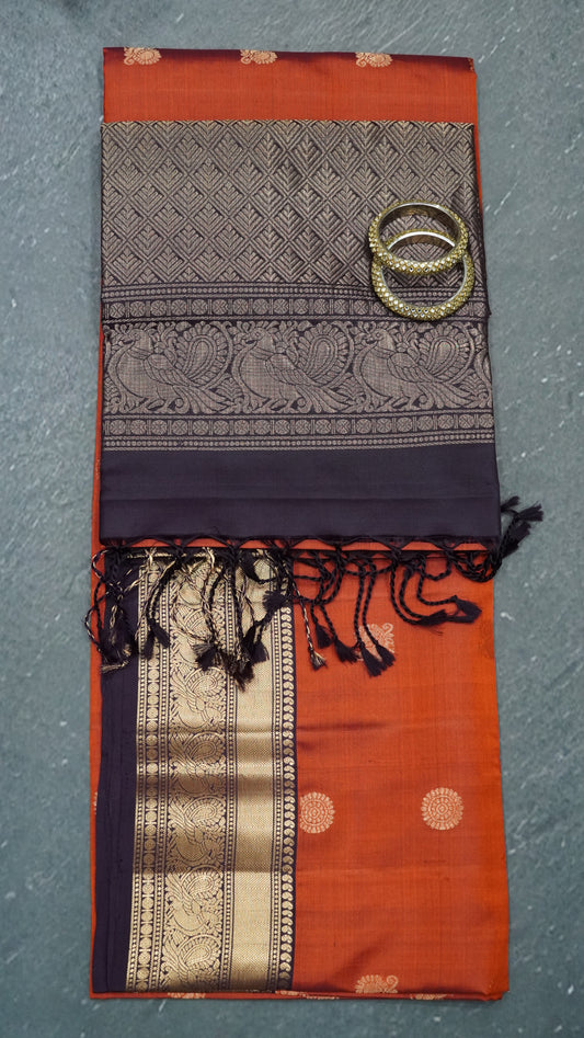 Pure Silk Saree - Honey Peacock Butta