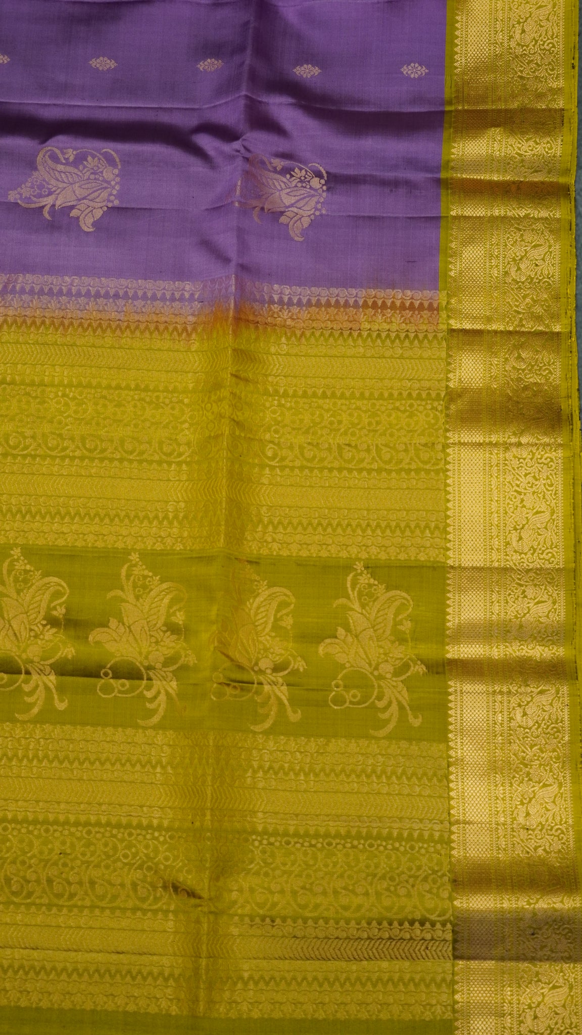 Pure Silk Saree - Lavender-Mehndi