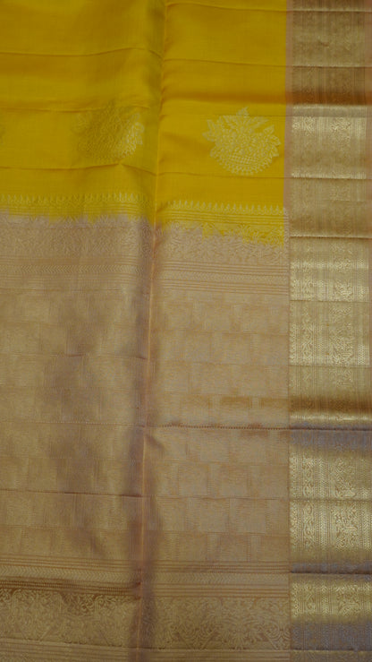 Pure Silk Saree - Mango Yellow-Pale Orange