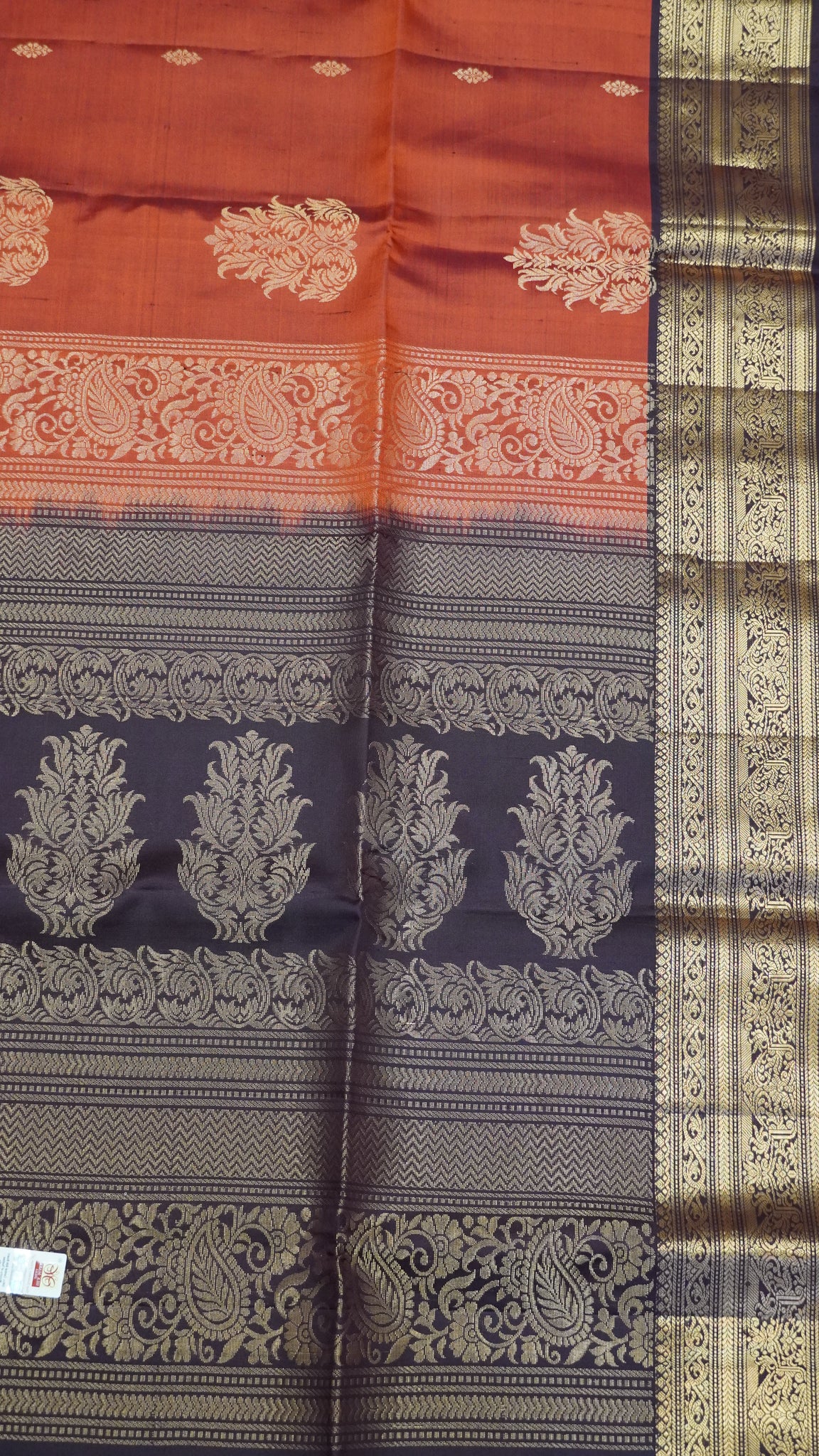 Pure Soft Silk Saree - Honey-Brown Fire Buta