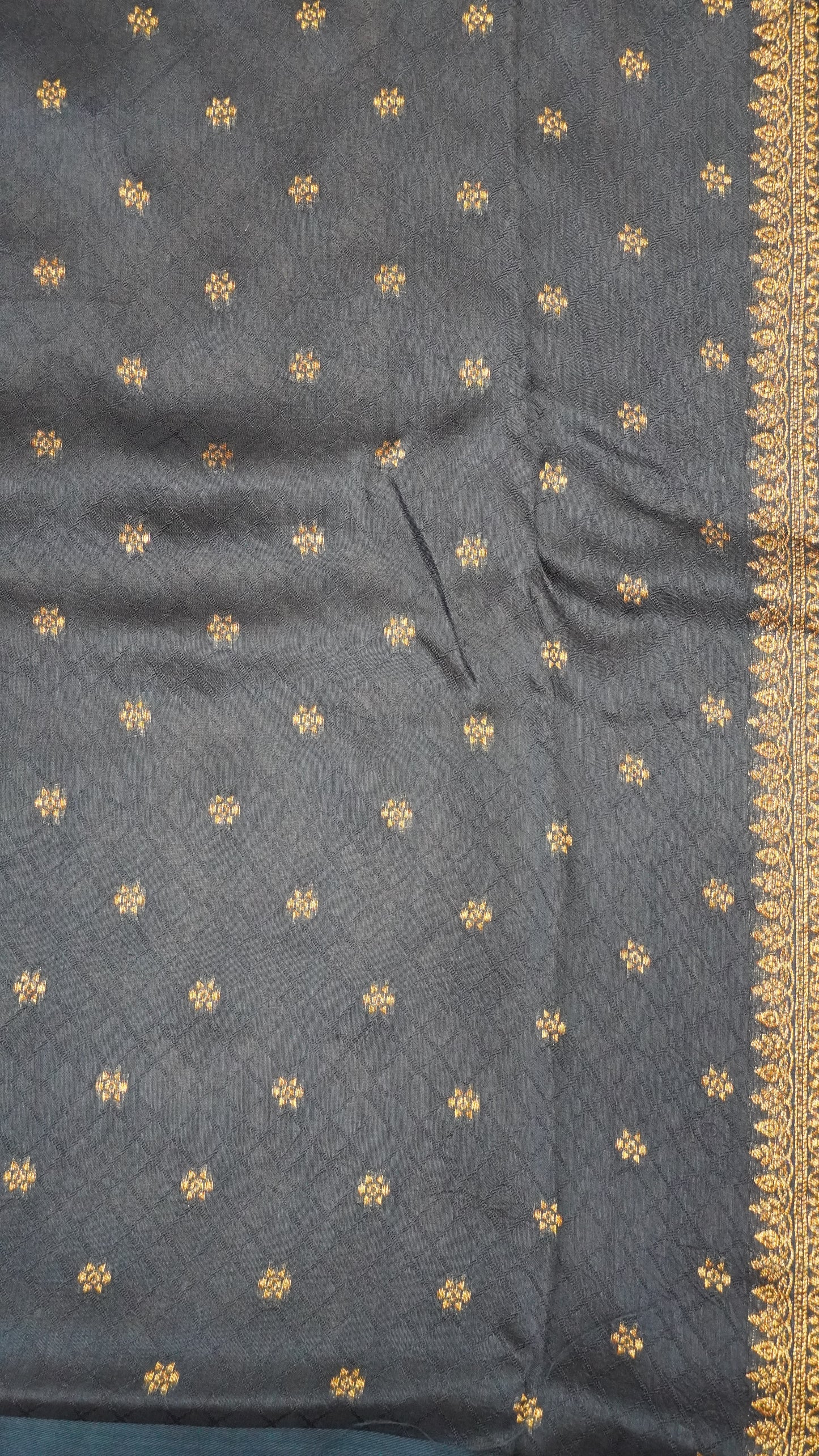 Banarasi Tussar - Round Buta Peacock Blue
