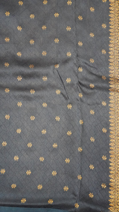 Banarasi Tussar - Round Buta Peacock Blue