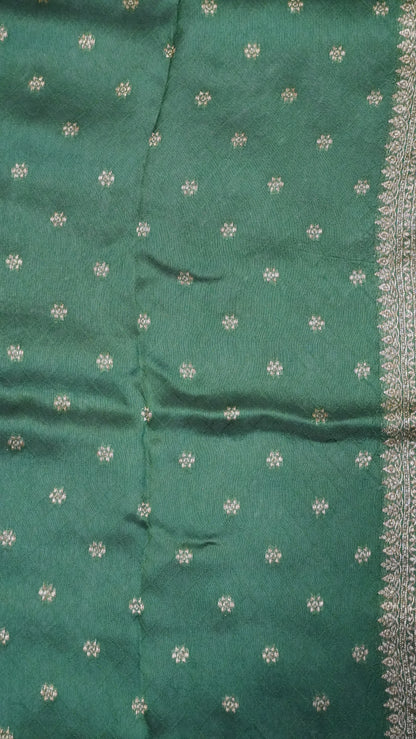 Banarasi Tussar - Round Buta Green