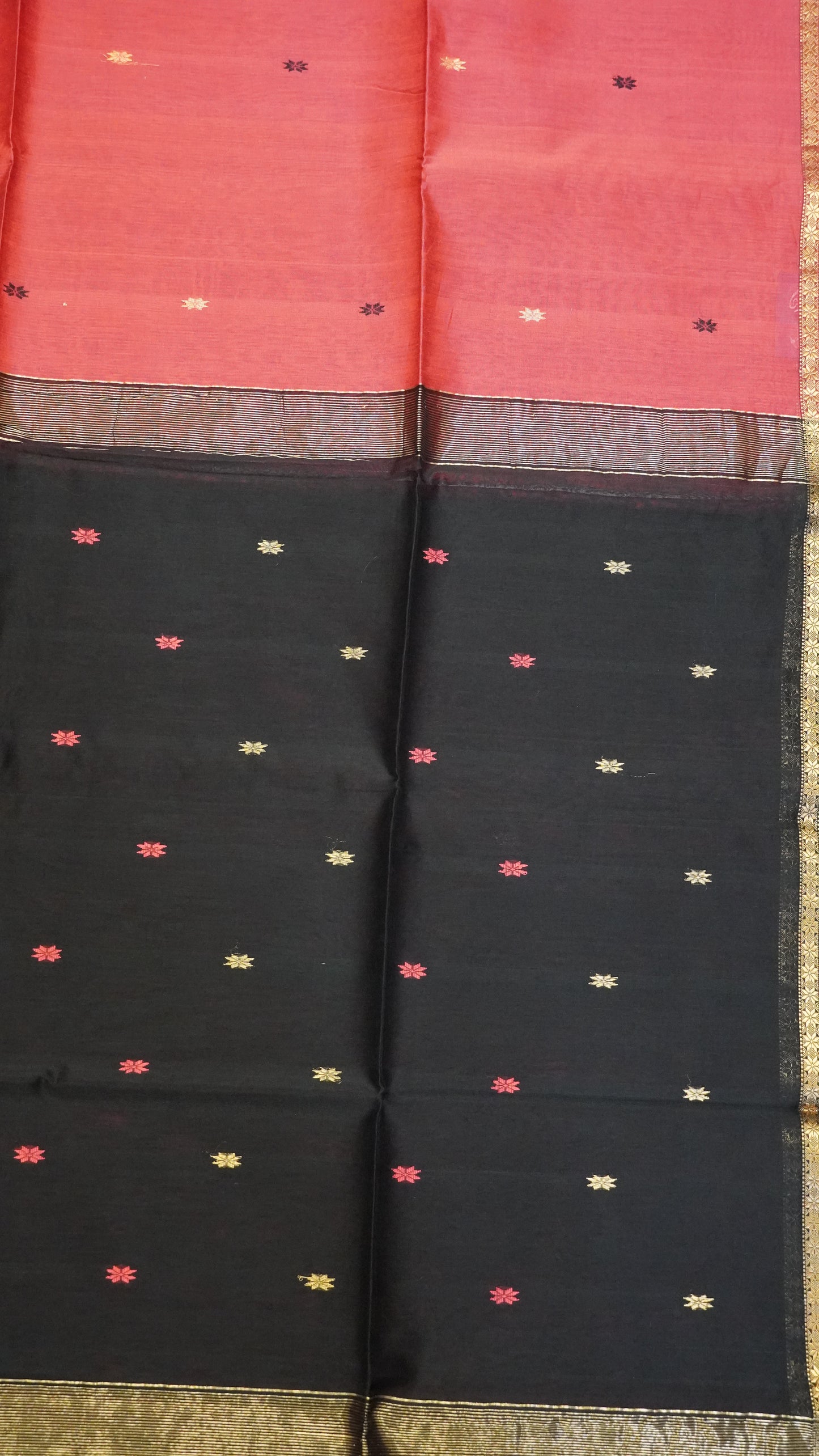 Maheswari Saree - Pink-Black