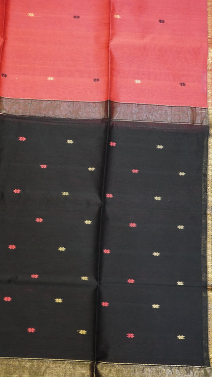 Maheswari Saree - Pink-Black