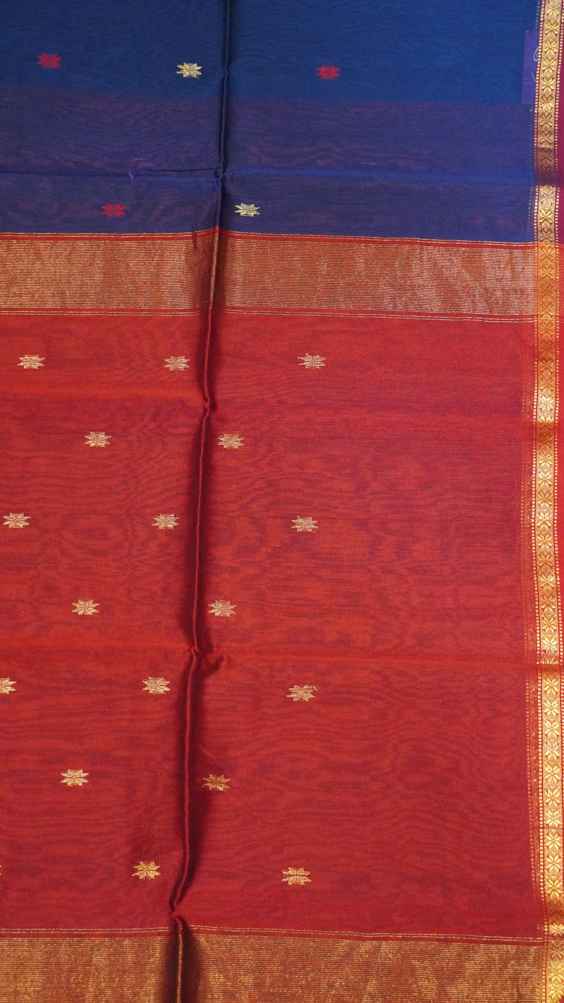 Maheswari Saree - Blue-Red