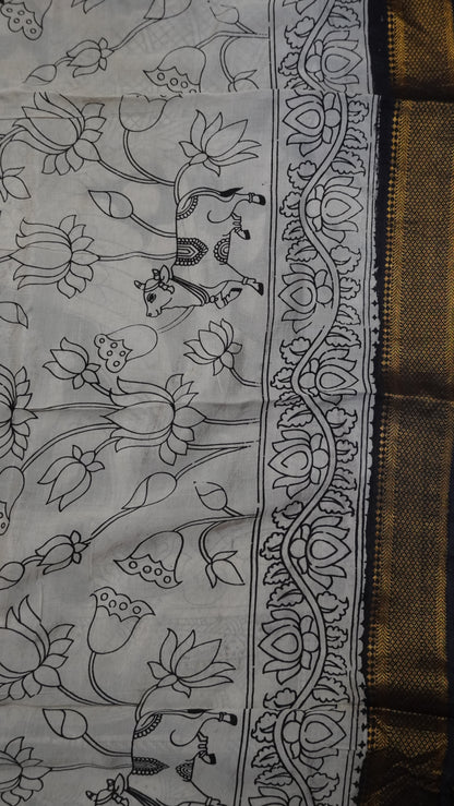 Kalamkari Saree- Doll Pattern Black