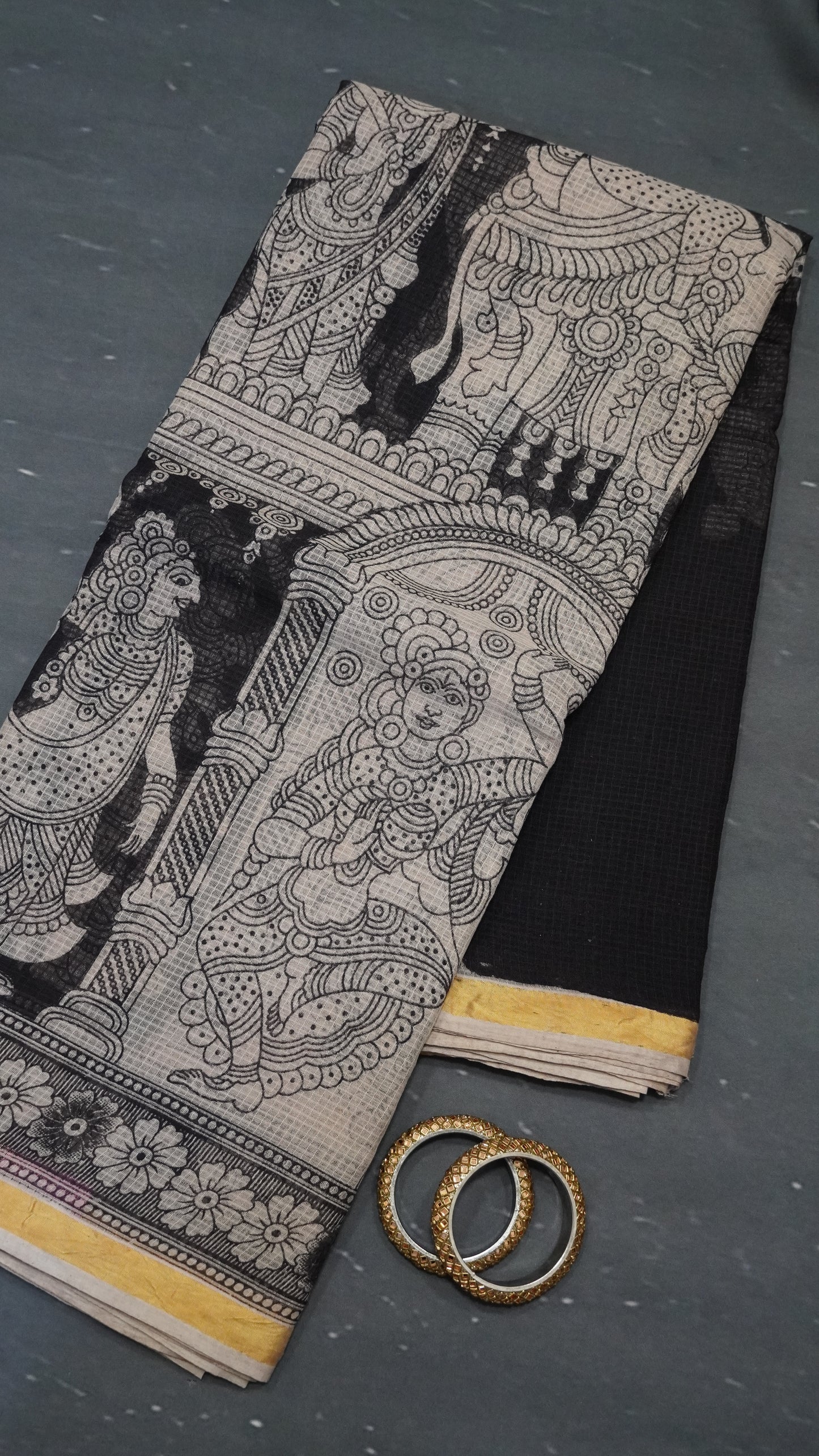 Kalamkari cotton Saree- Black