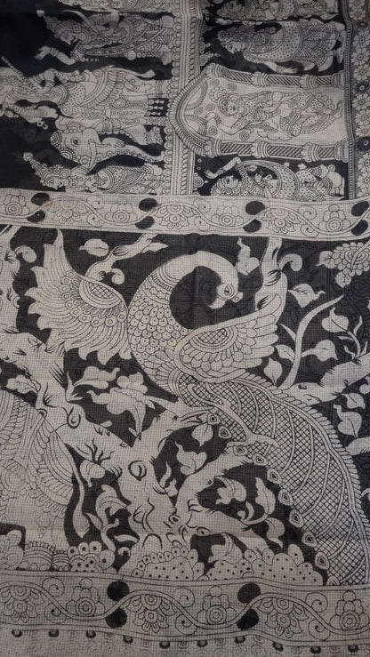 Kalamkari cotton Saree- Black
