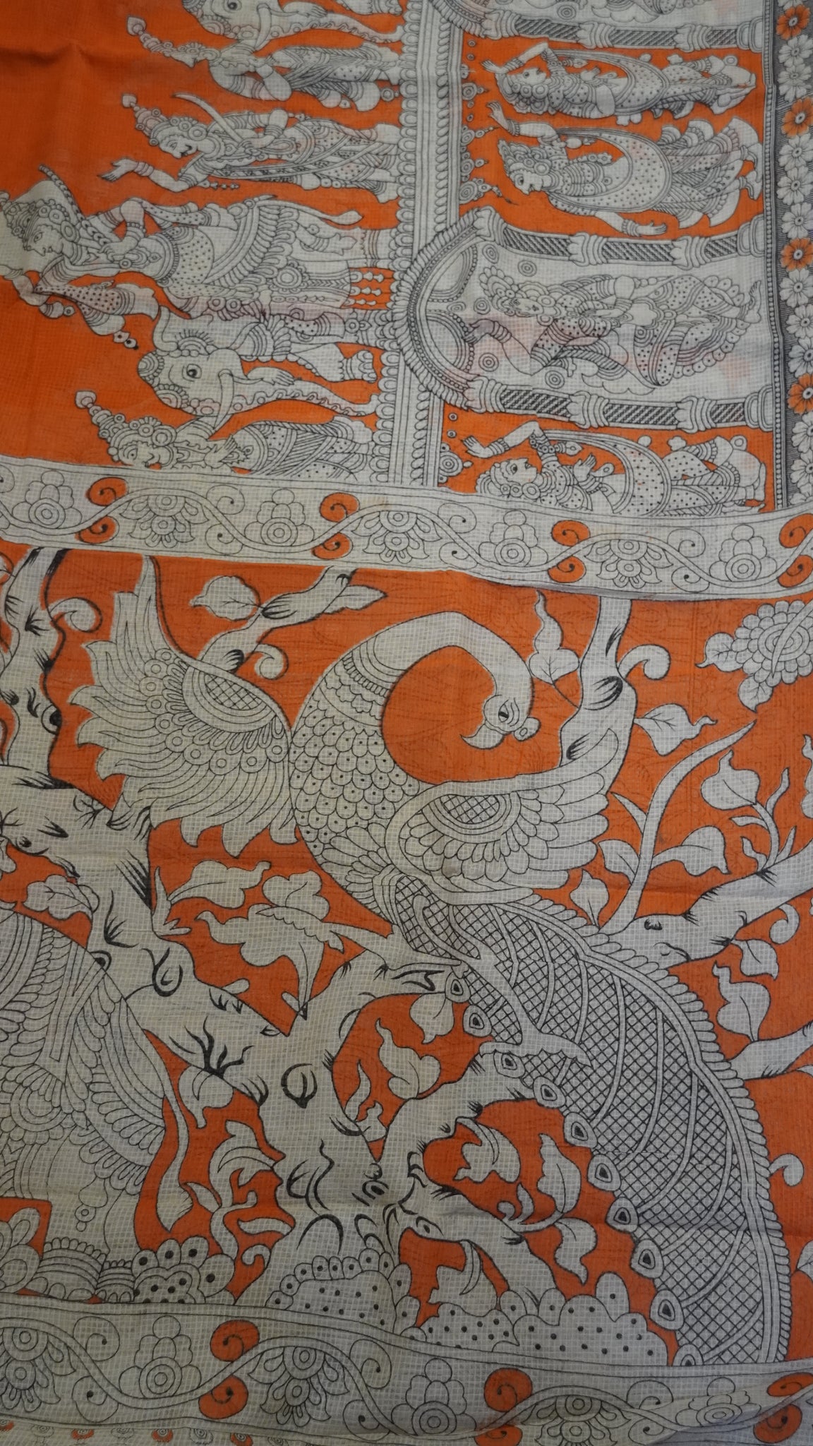Kalamkari cotton Saree- Orange