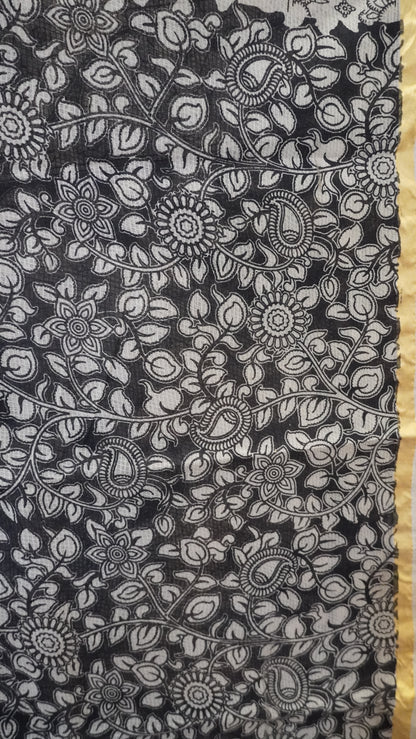 Kalamkari cotton Saree- Dark Pink