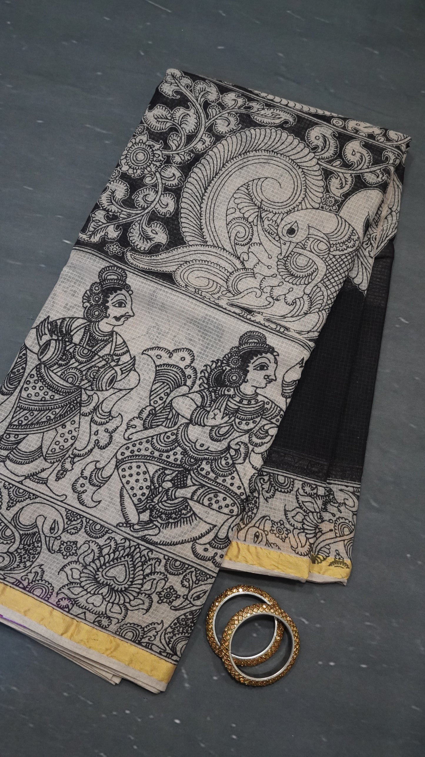 Kalamkari cotton Saree- Black