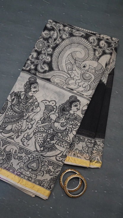 Kalamkari cotton Saree- Black