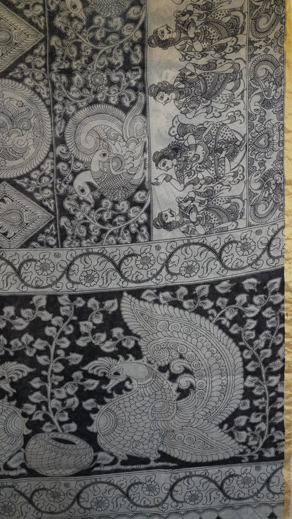 Kalamkari cotton Saree- Black
