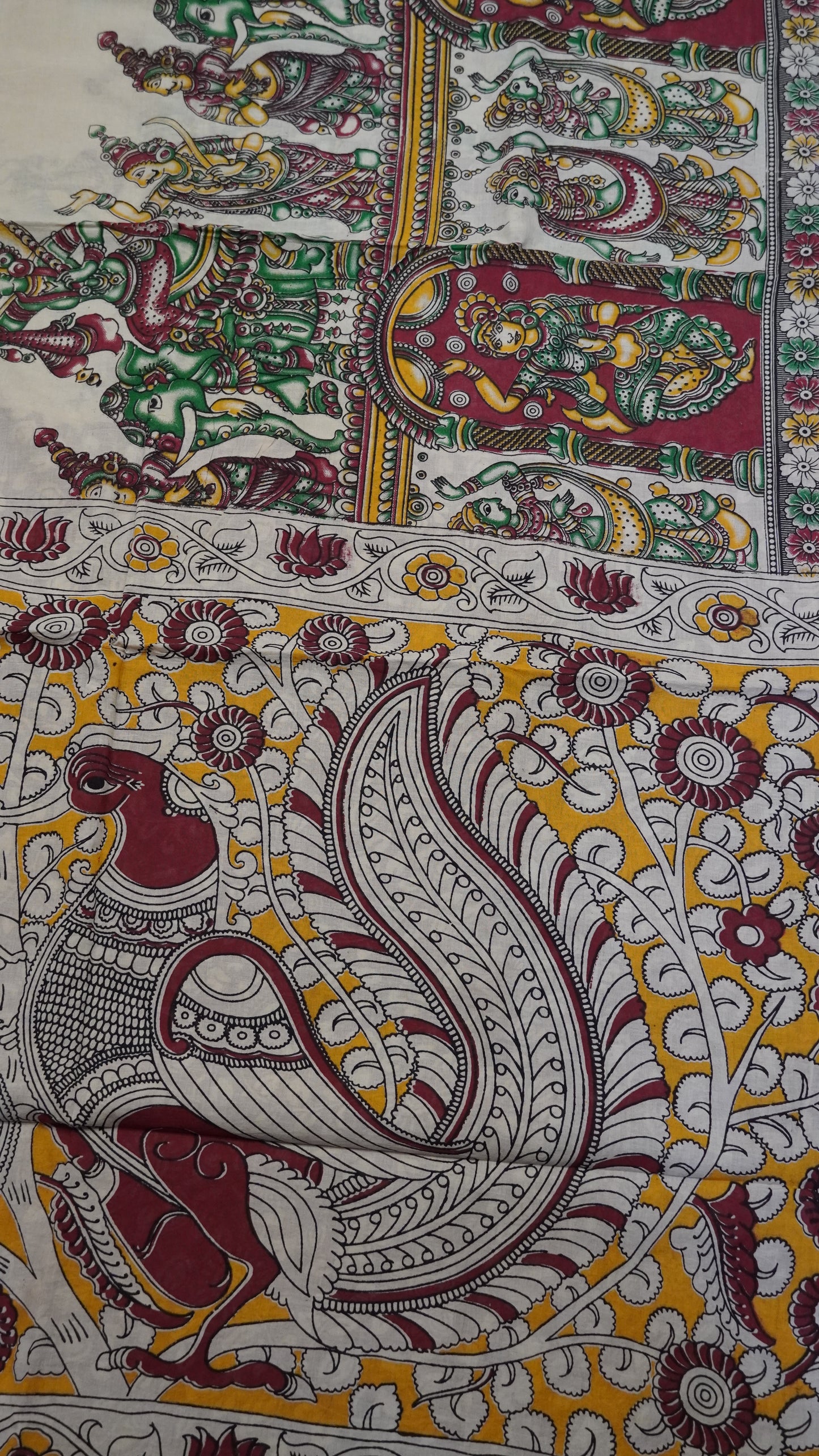Kalamkari Saree-Beige-Maroon
