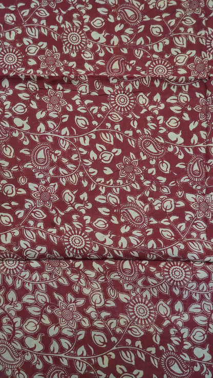 Kalamkari Saree-Beige-Maroon