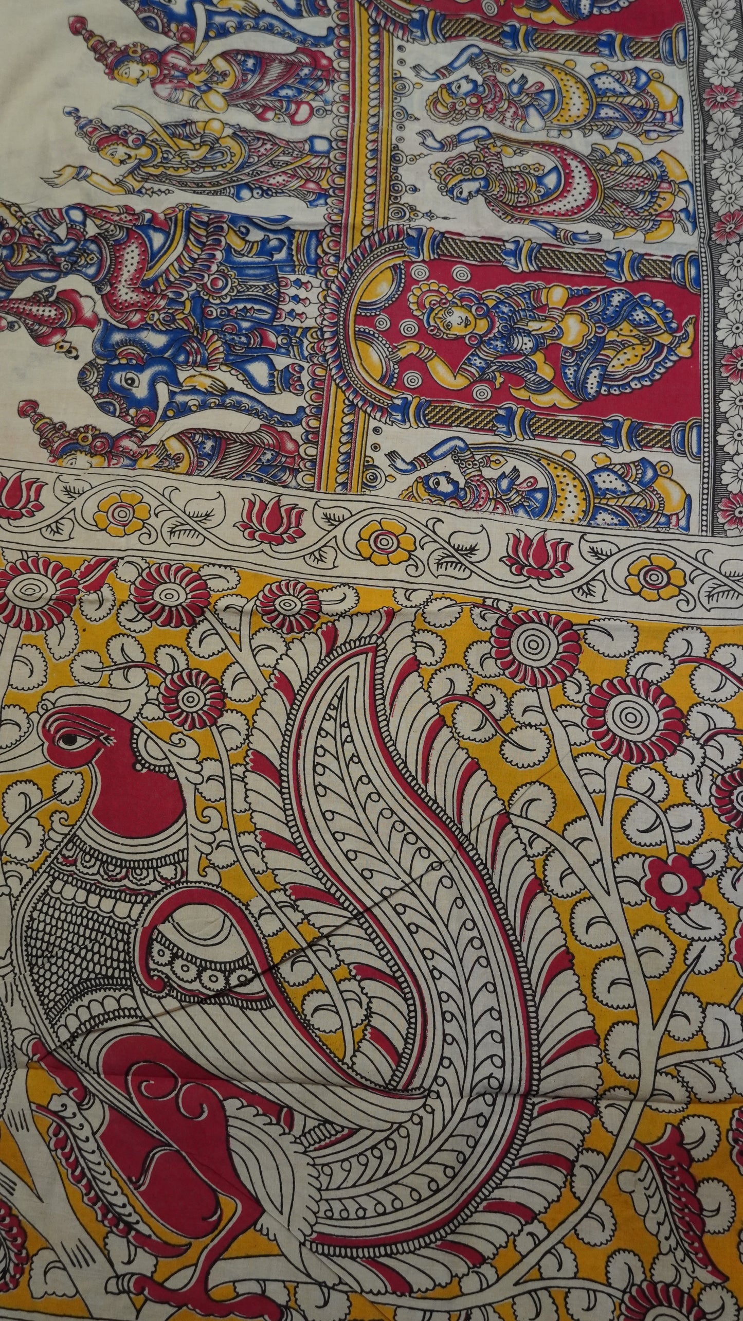 Kalamkari Saree-Beige-Pink