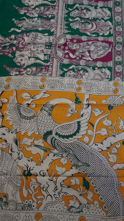 Kalamkari Saree-Green