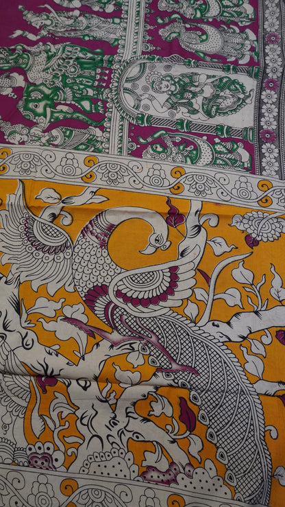 Kalamkari Saree-Dark Pink