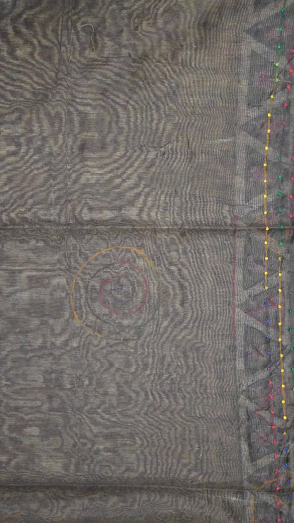 Bhagalpur Tussar - French Knot- Brown
