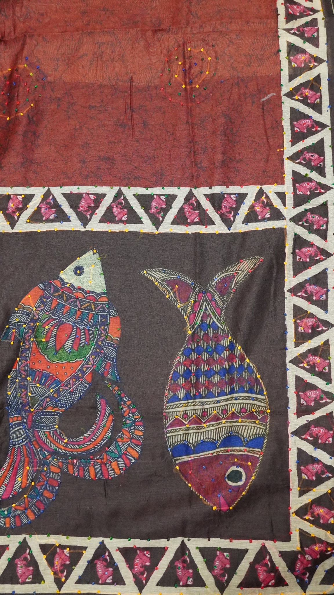 Bhagalpur Tussar - French Knot- Maroon