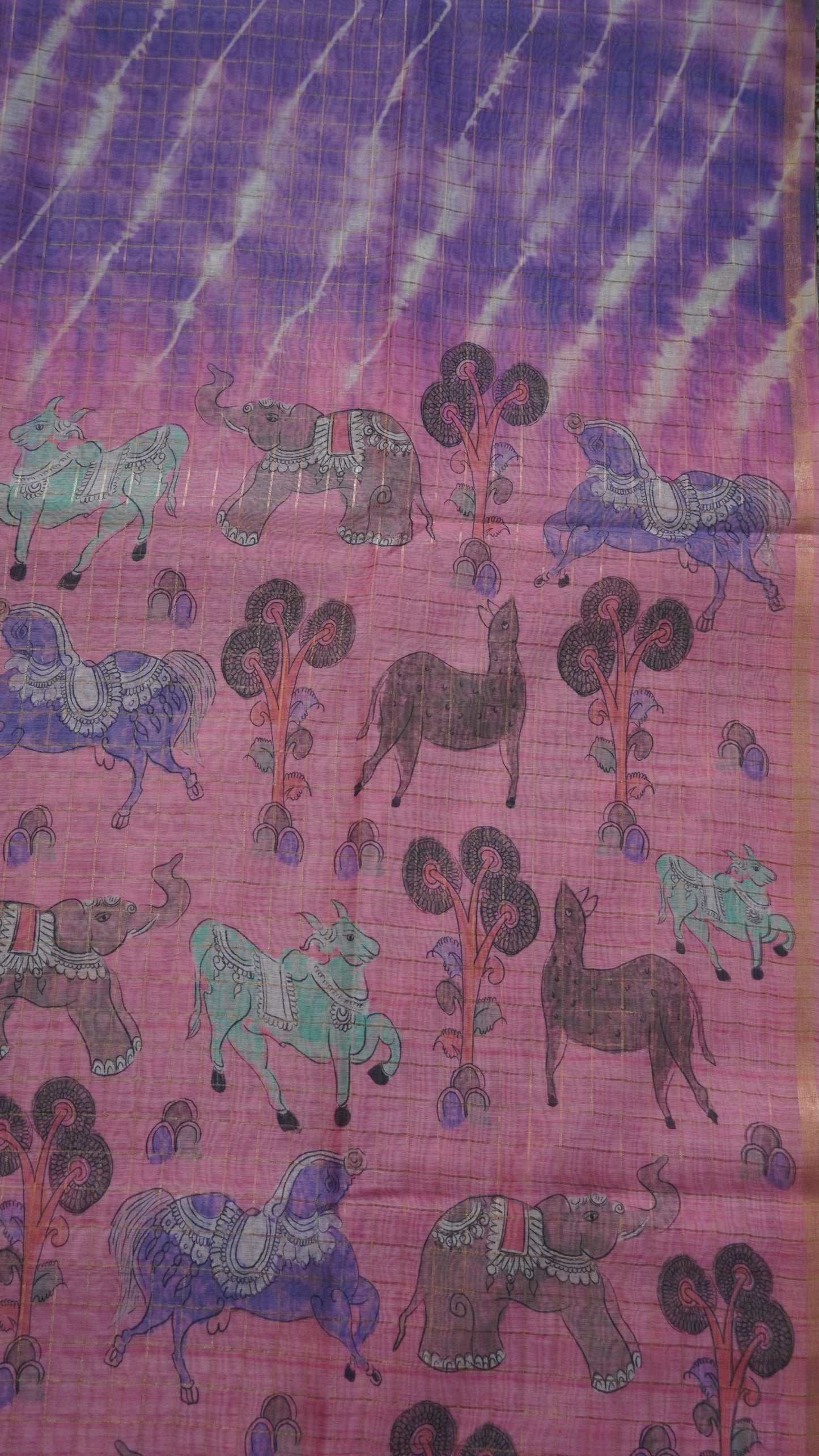 Semi Chanderi - Lehariya Pattern-Purple