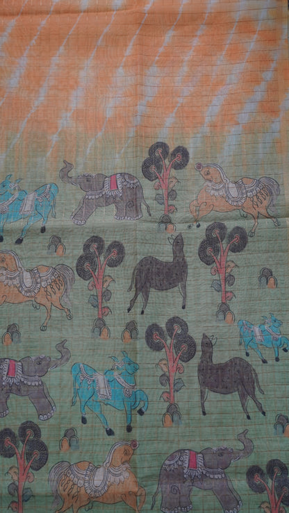 Semi Chanderi - Lehariya Pattern-Yellow