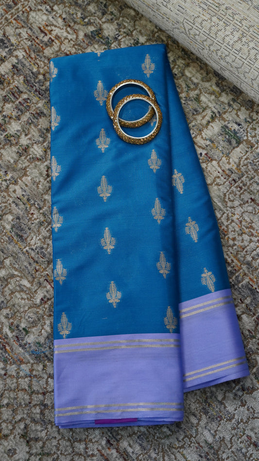 Semi Soft Silk Saree- Blue-Lavender