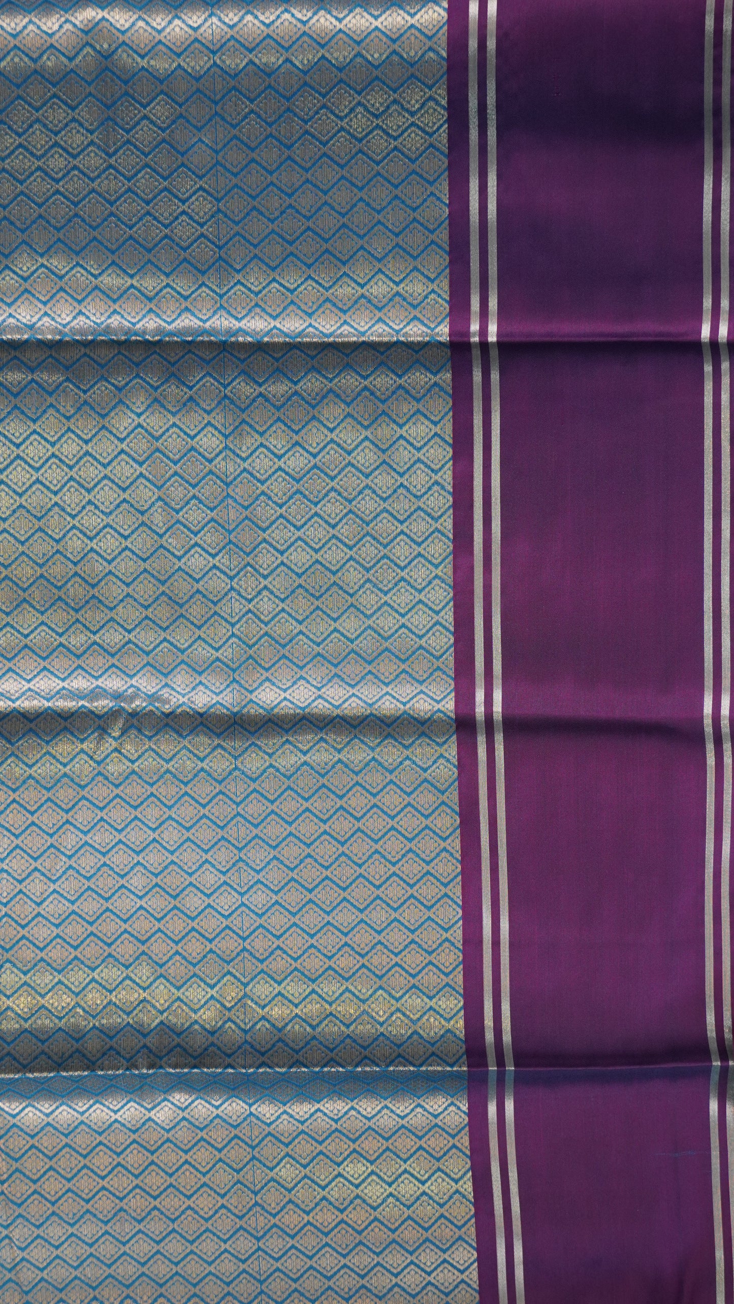 Semi Soft Silk Saree- Blue-Wine