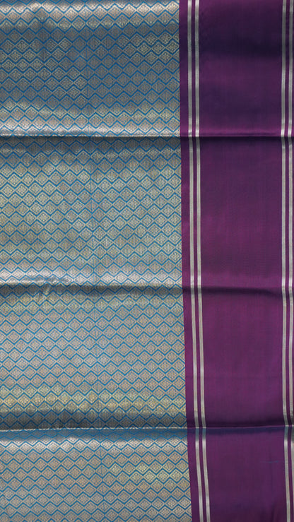 Semi Soft Silk Saree- Blue-Wine