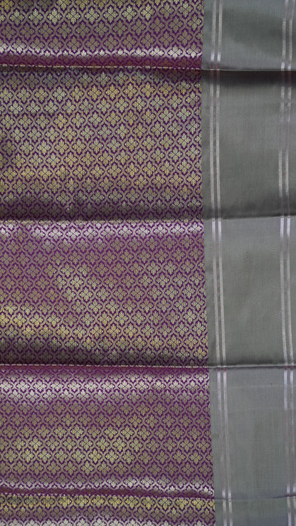 Semi Soft Silk Saree- Wine-Beige