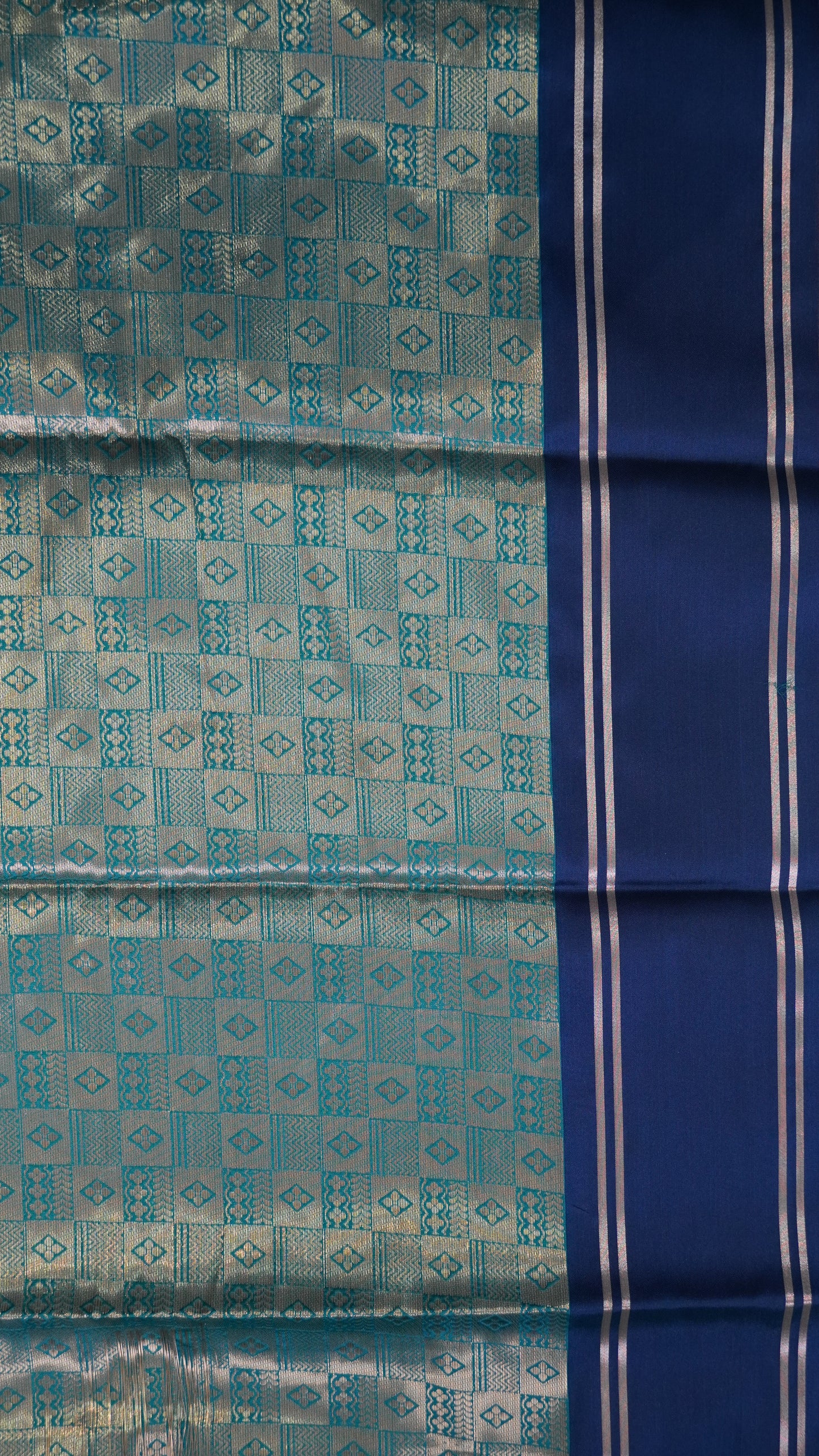 Semi Soft Silk Saree- Peacock Green-Blue