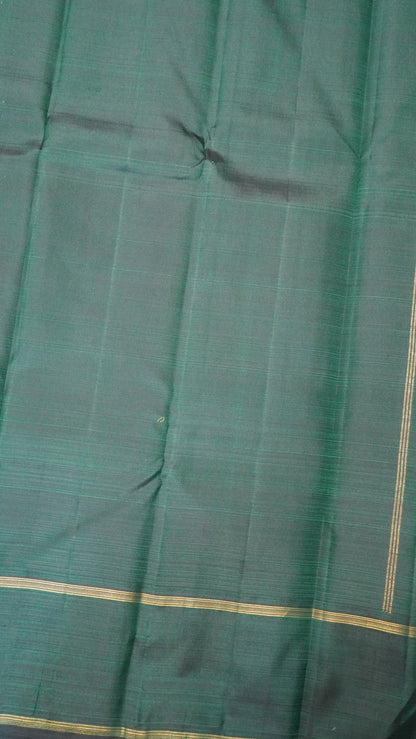 Pure Kanchipuram Silk Saree-Yellow checks with Thazampoo Border