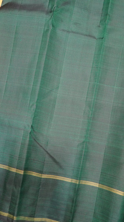 Pure Kanchipuram Silk Saree-Yellow checks with Thazampoo Border