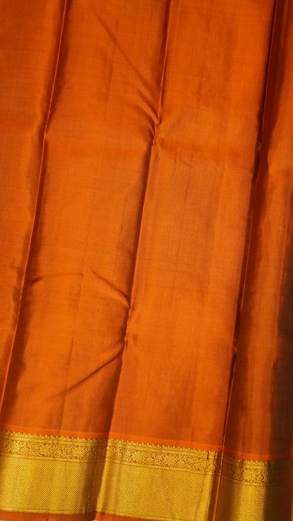 Pure Kanchipuram Silk Saree-Dark Peacock Blue with Zari Leaf Motif