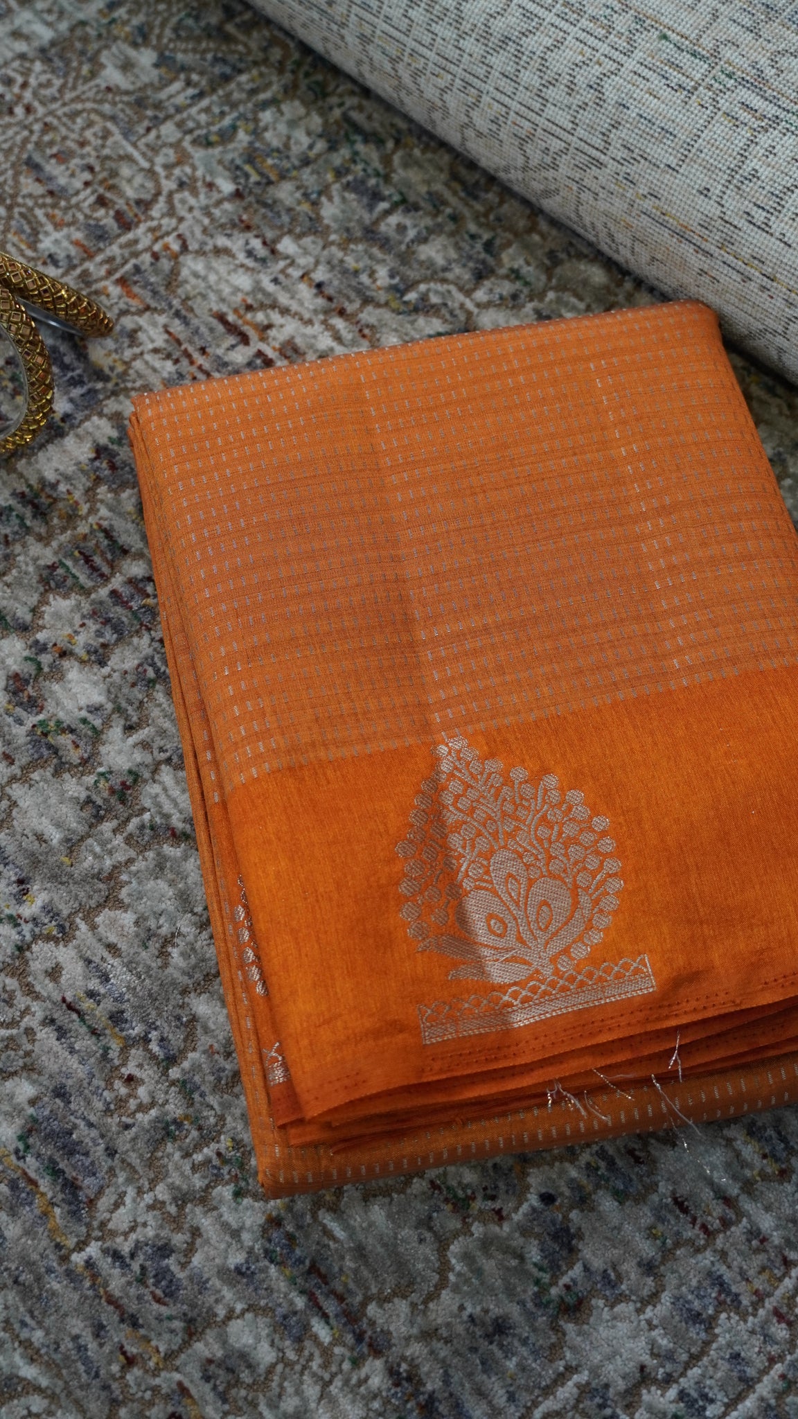 Semi Tussar- Mini Zari Lines Mustard