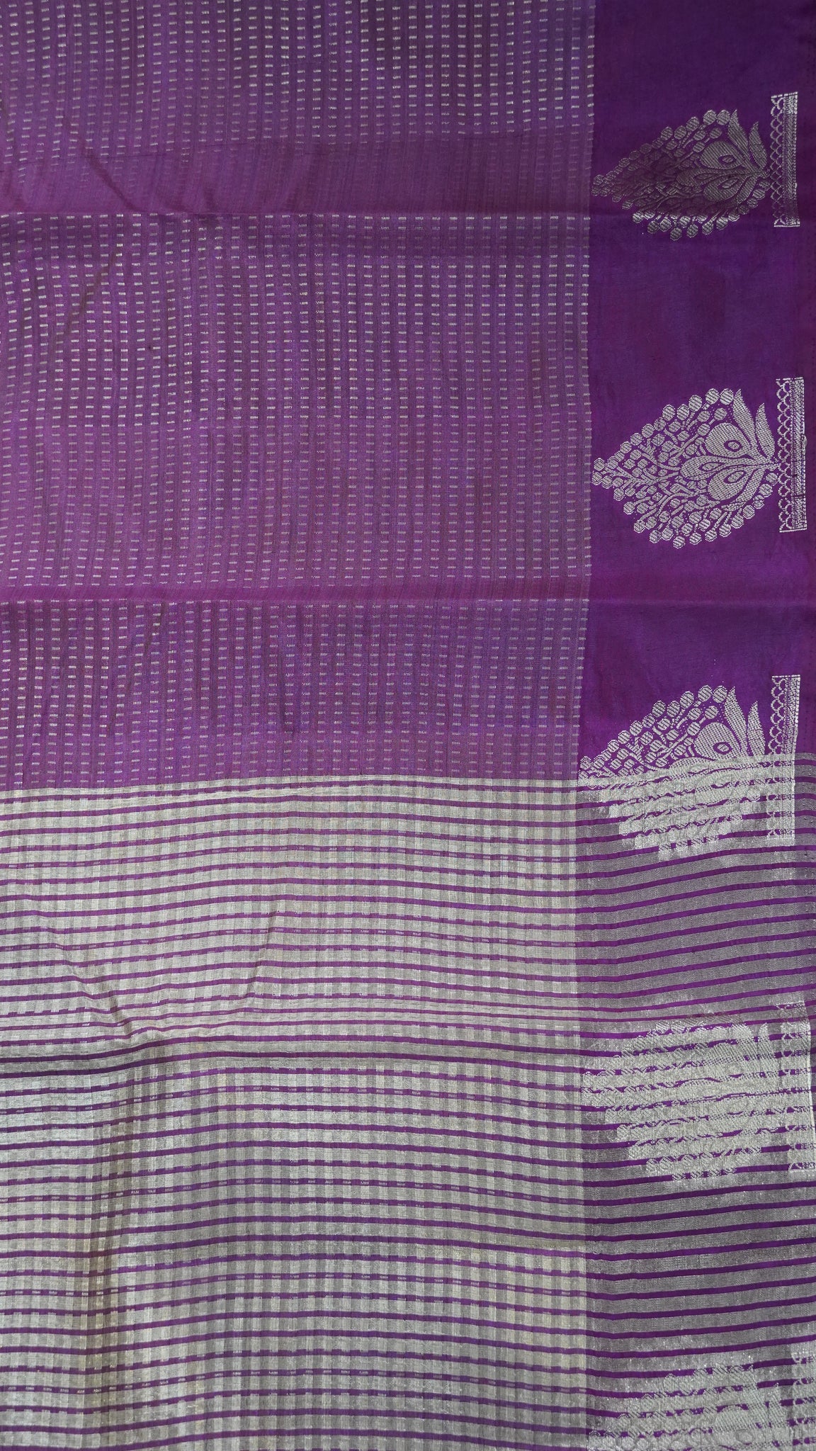 Semi Tussar- Mini Zari Lines Wine