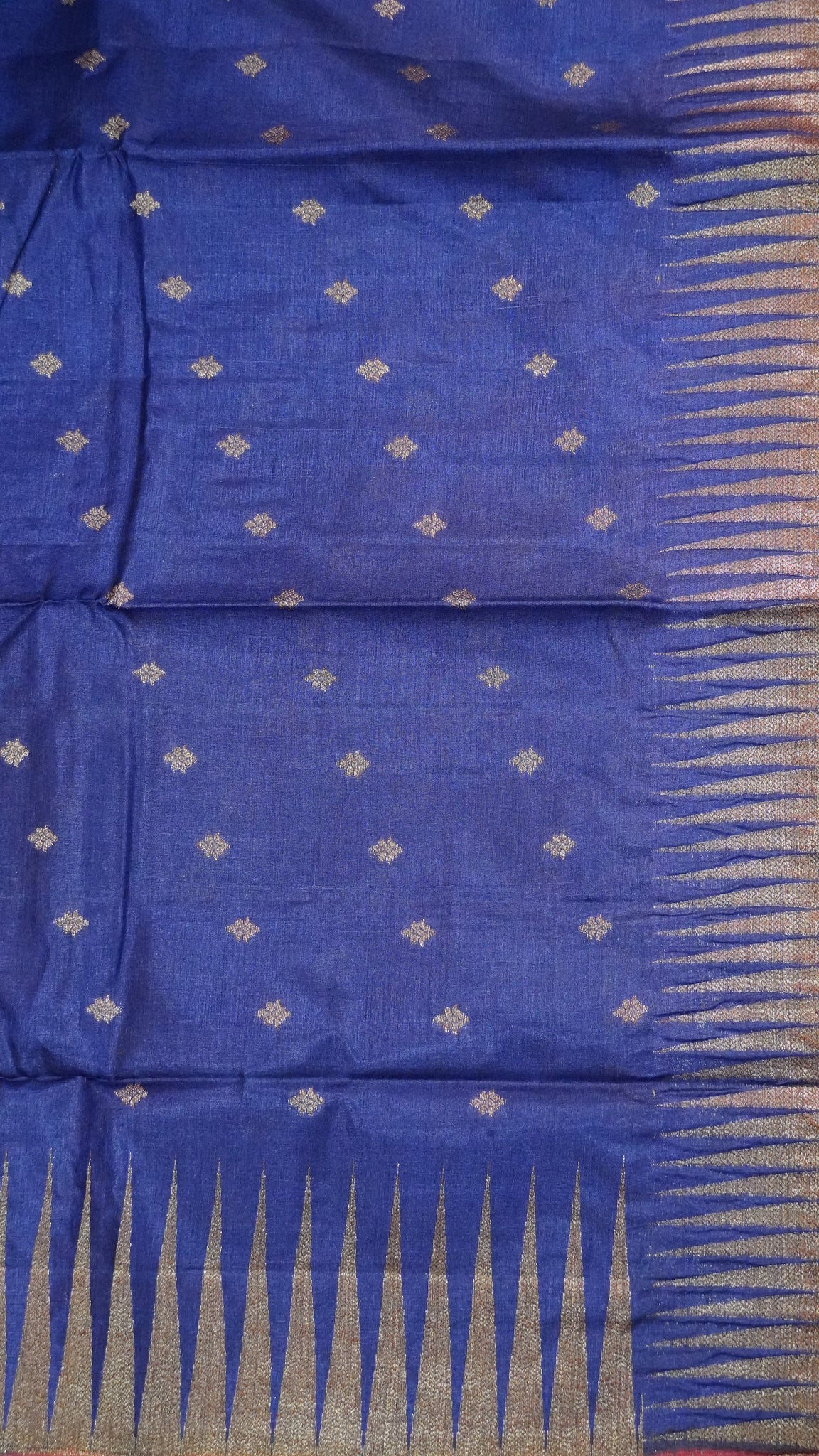 Pure Tussar Saree- Tower Border Blue