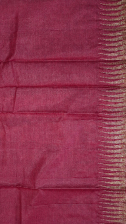 Pure Tussar Saree- Tower Border Blue